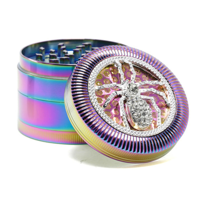 63MM Four-Layer Spider Animal With Drill Ice Blue Zinc Alloy Smoke Grinder