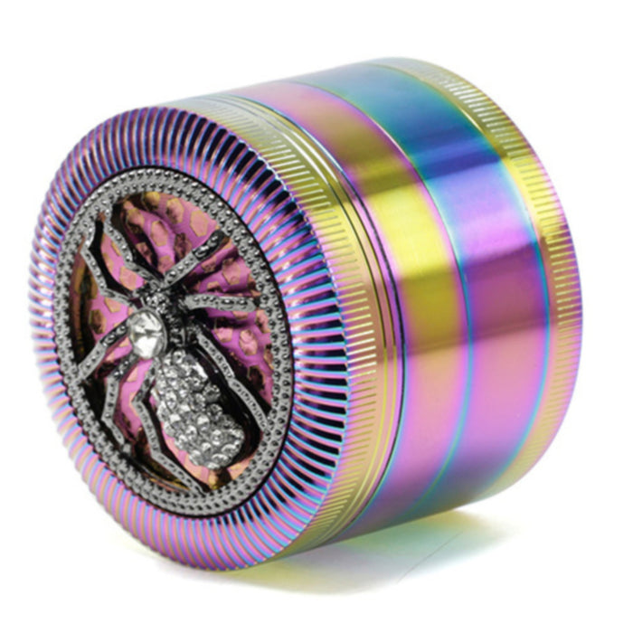 63MM Four-Layer Spider Animal With Drill Ice Blue Zinc Alloy Smoke Grinder