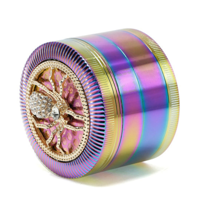 63MM Four-Layer Spider Animal With Drill Ice Blue Zinc Alloy Smoke Grinder