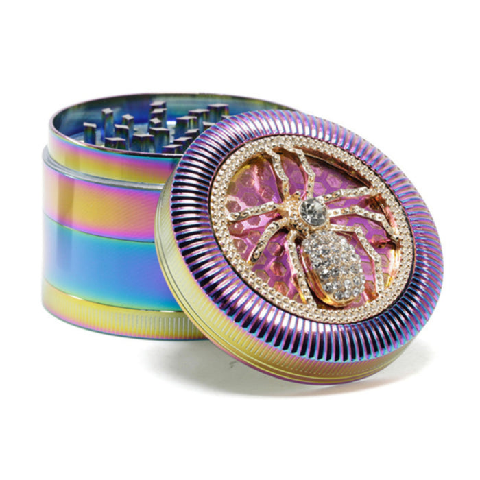 63MM Four-Layer Spider Animal With Drill Ice Blue Zinc Alloy Smoke Grinder