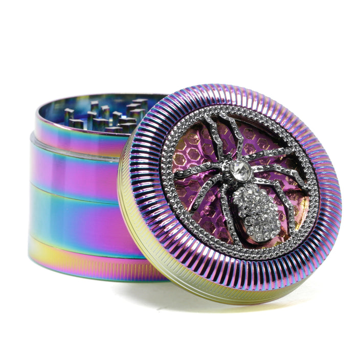 63MM Four-Layer Spider Animal With Drill Ice Blue Zinc Alloy Smoke Grinder