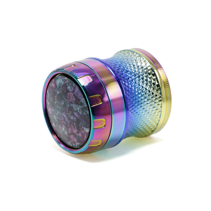 63MM Four-Layer Top Cover Fun Rotating Design Zinc Alloy Plastic Chamfering Smoke Grinder | Ice-Blue