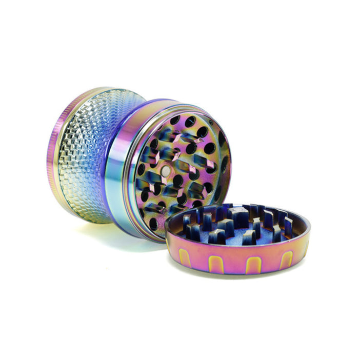 63MM Four-Layer Top Cover Fun Rotating Design Zinc Alloy Plastic Chamfering Smoke Grinder | Ice-Blue