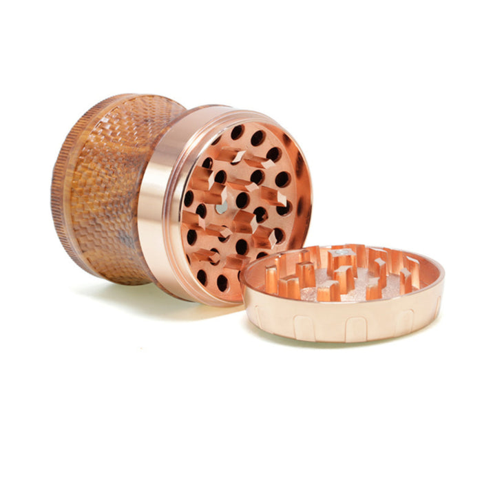 63MM Four-Layer Top Cover Fun Rotating Design Zinc Alloy Plastic Chamfering Smoke Grinder | Rose-Gold