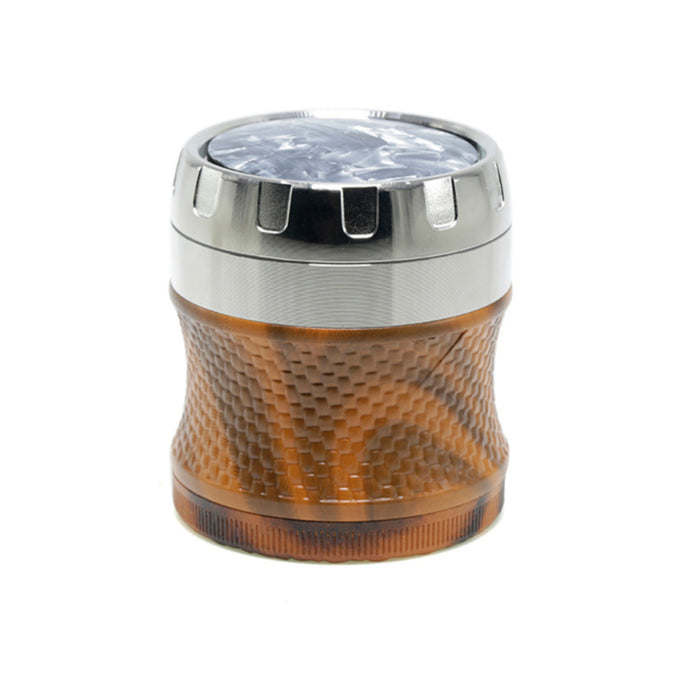 63MM Four-Layer Top Cover Fun Rotating Design Zinc Alloy Plastic Chamfering Smoke Grinder | Silver