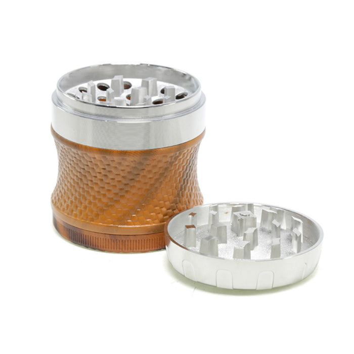63MM Four-Layer Top Cover Fun Rotating Design Zinc Alloy Plastic Chamfering Smoke Grinder | Silver