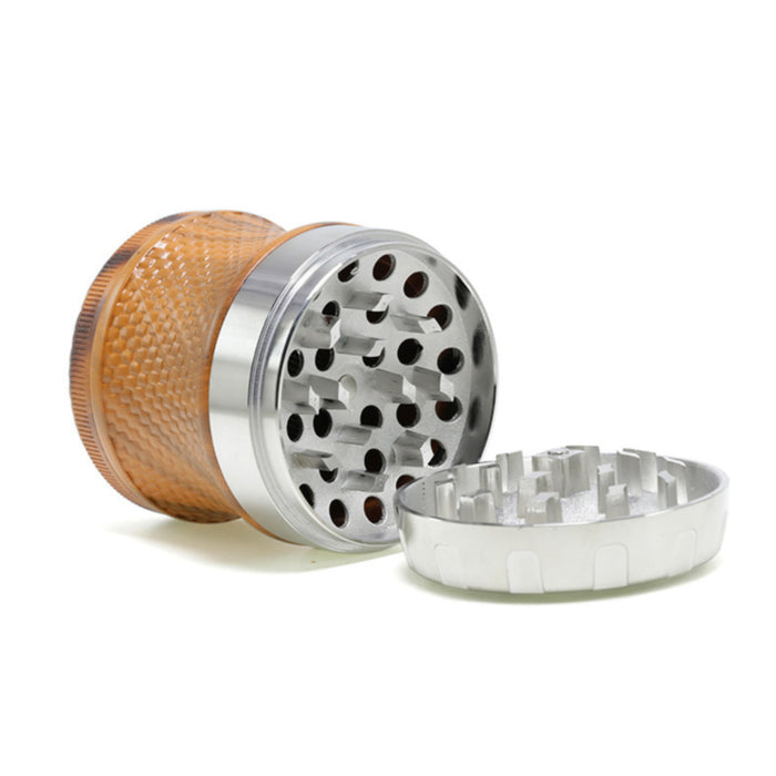 63MM Four-Layer Top Cover Fun Rotating Design Zinc Alloy Plastic Chamfering Smoke Grinder | Silver