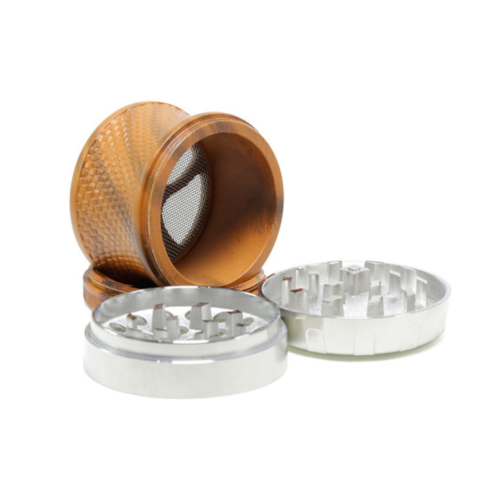 63MM Four-Layer Top Cover Fun Rotating Design Zinc Alloy Plastic Chamfering Smoke Grinder | Silver