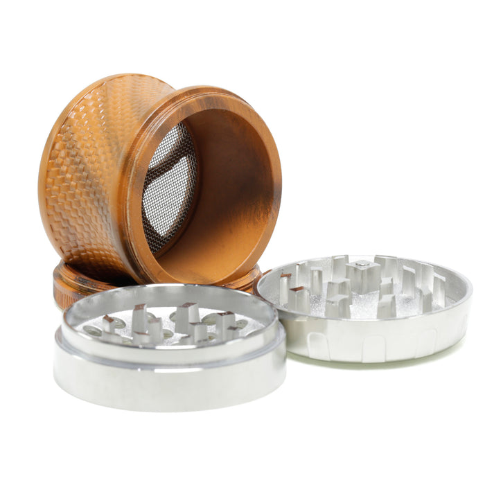 63MM Four-Layer Top Cover Fun Rotating Design Zinc Alloy Plastic Chamfering Smoke Grinder | Silver