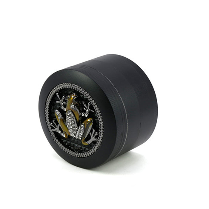 63MM Four-Layer Zinc Alloy Animal Diamond Frog Herb Grinder-Black
