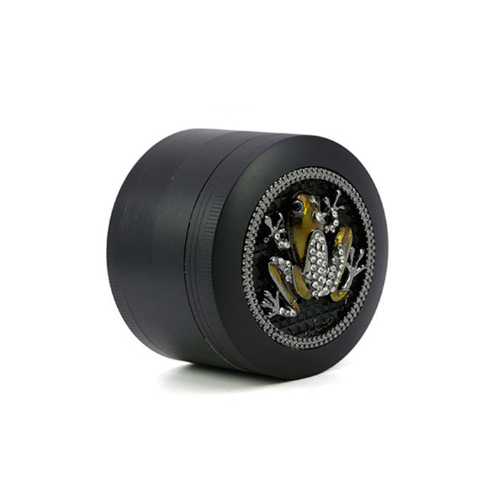 63MM Four-Layer Zinc Alloy Animal Diamond Frog Herb Grinder-Black