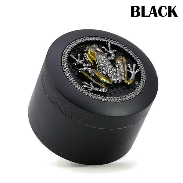 63MM Four-Layer Zinc Alloy Animal Diamond Frog Herb Grinder-Black