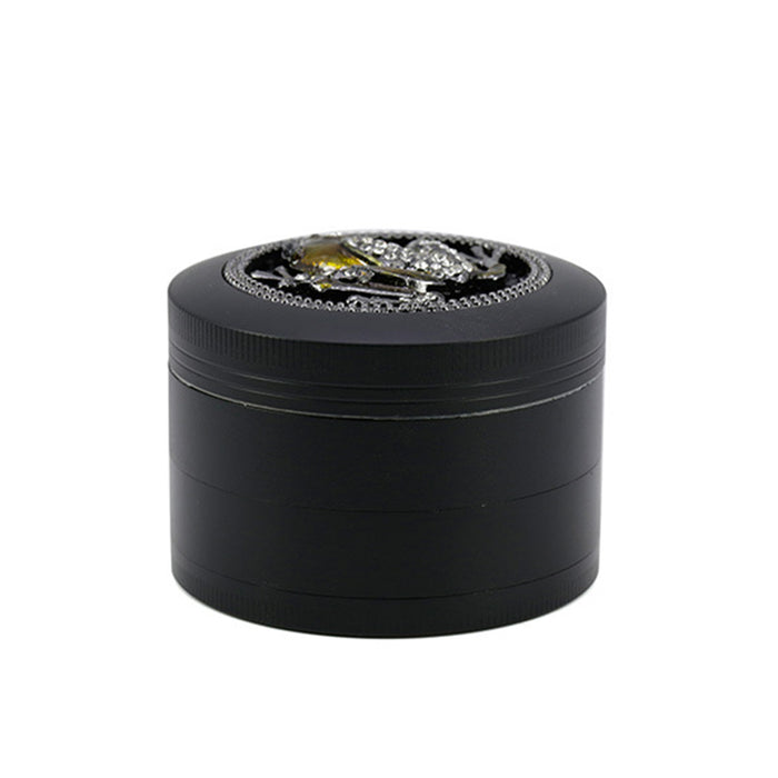 63MM Four-Layer Zinc Alloy Animal Diamond Frog Herb Grinder-Black