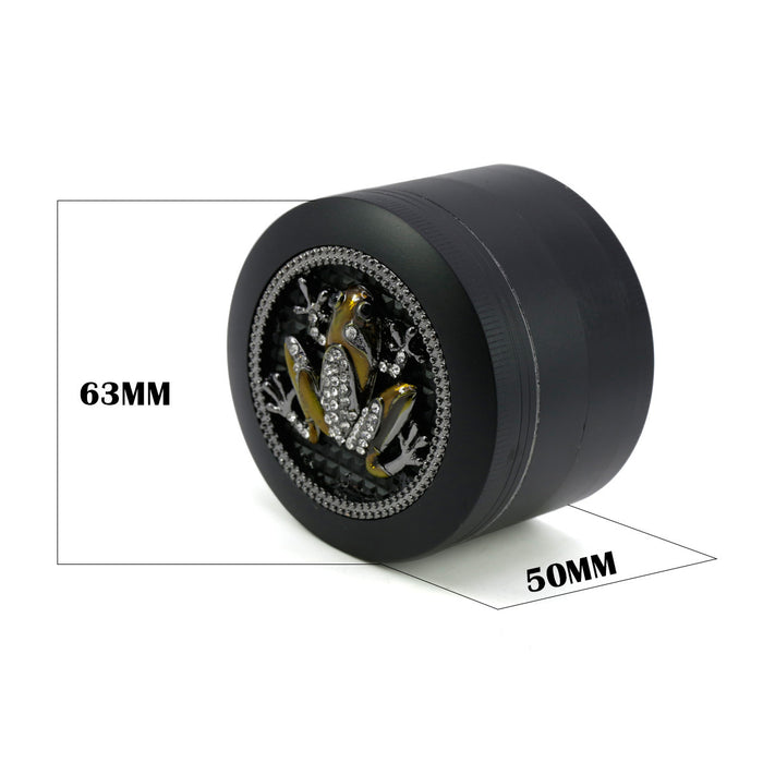 63MM Four-Layer Zinc Alloy Animal Diamond Frog Herb Grinder-Black