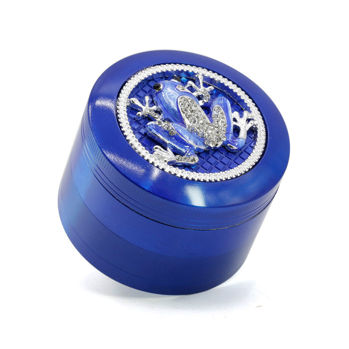 63MM Four-Layer Zinc Alloy Animal Diamond Frog Herb Grinder-Blue