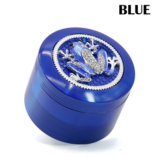 63MM Four-Layer Zinc Alloy Animal Diamond Frog Herb Grinder-Blue