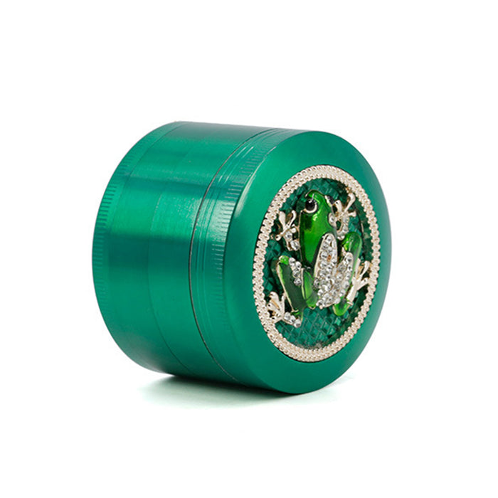 63MM Four-Layer Zinc Alloy Animal Diamond Frog Herb Grinder-Green