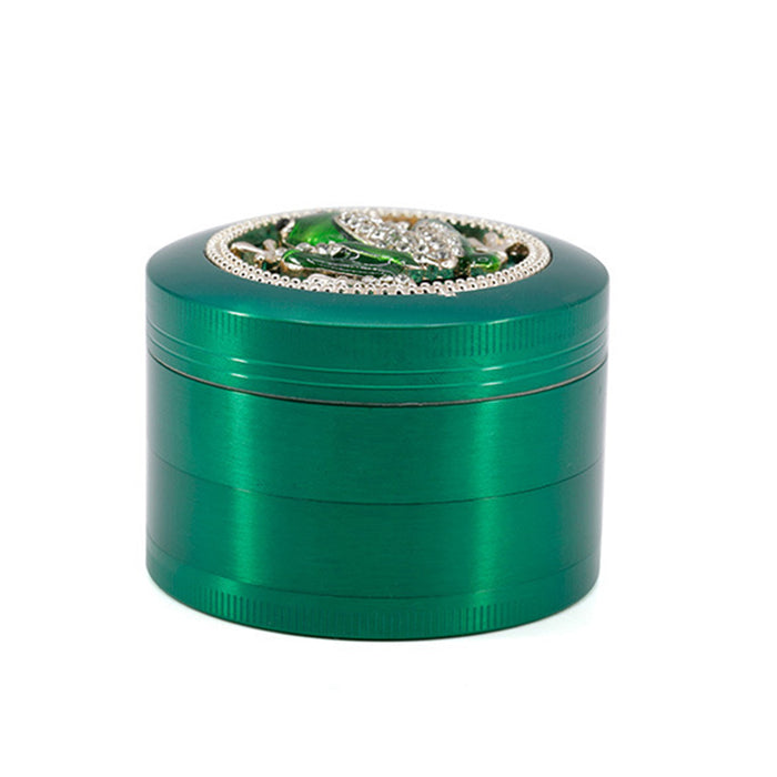 63MM Four-Layer Zinc Alloy Animal Diamond Frog Herb Grinder-Green