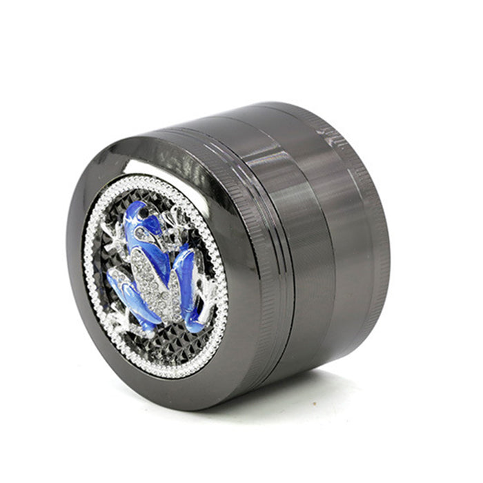 63MM Four-Layer Zinc Alloy Animal Diamond Frog Herb Grinder-Gun Black