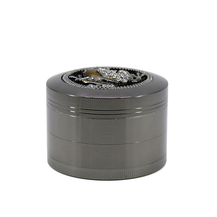 63MM Four-Layer Zinc Alloy Animal Diamond Frog Herb Grinder-Gun Black