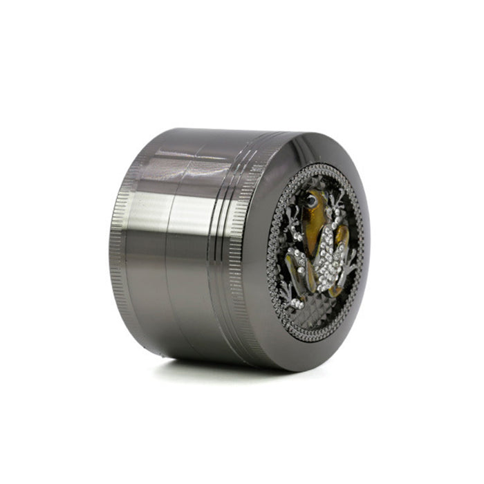 63MM Four-Layer Zinc Alloy Animal Diamond Frog Herb Grinder-Gun Black