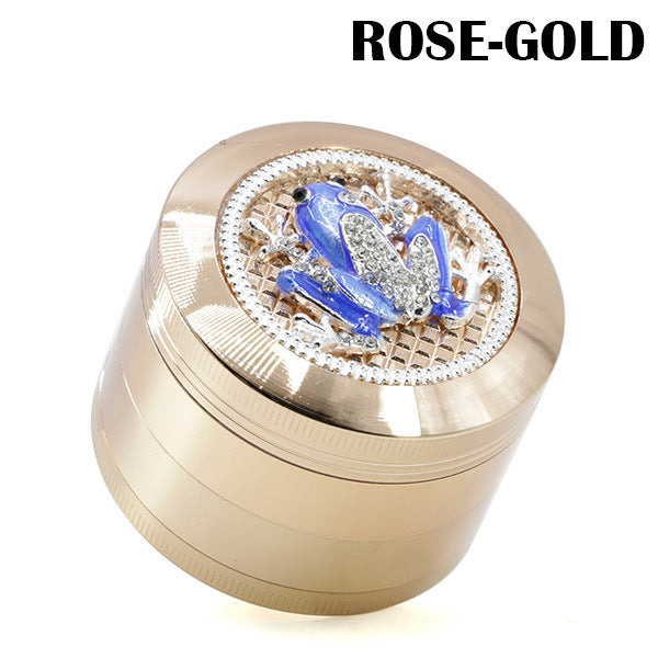 63MM Four-Layer Zinc Alloy Animal Diamond Frog Herb Grinder-Rose Gold