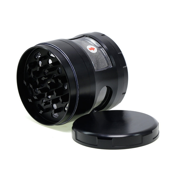 63MM Four-Layer Zinc Alloy Chamfered With Drawer Style Smoke Grinder-Black