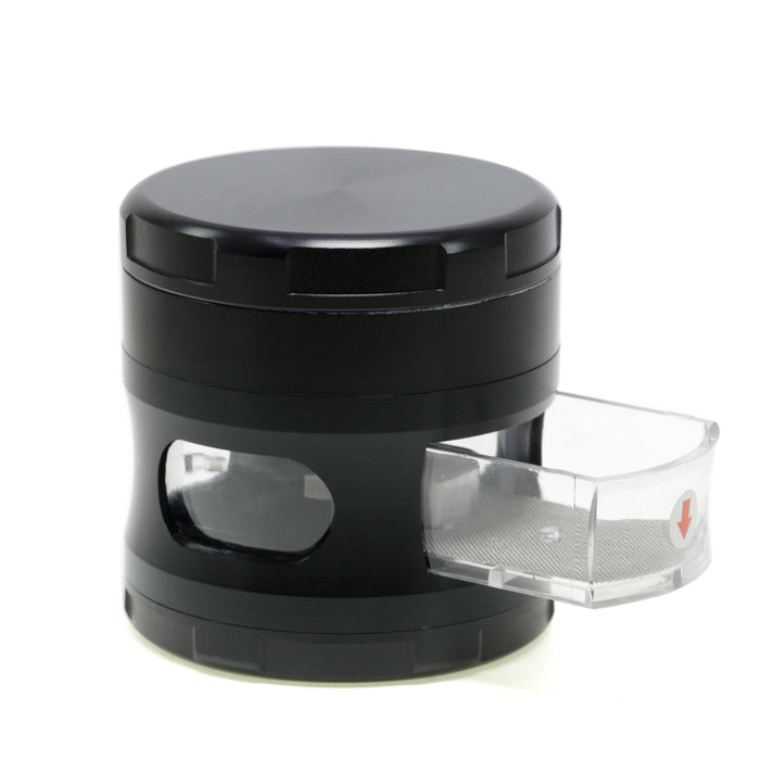 63MM Four-Layer Zinc Alloy Chamfered With Drawer Style Smoke Grinder-Black
