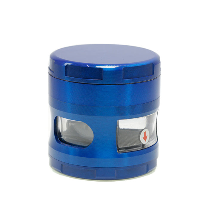 63MM Four-Layer Zinc Alloy Chamfered With Drawer Style Smoke Grinder-Blue