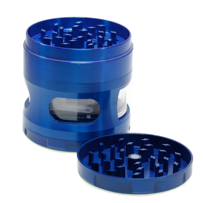 63MM Four-Layer Zinc Alloy Chamfered With Drawer Style Smoke Grinder-Blue