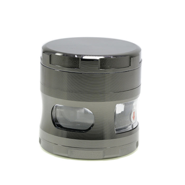 63MM Four-Layer Zinc Alloy Chamfered With Drawer Style Smoke Grinder-Gun Black