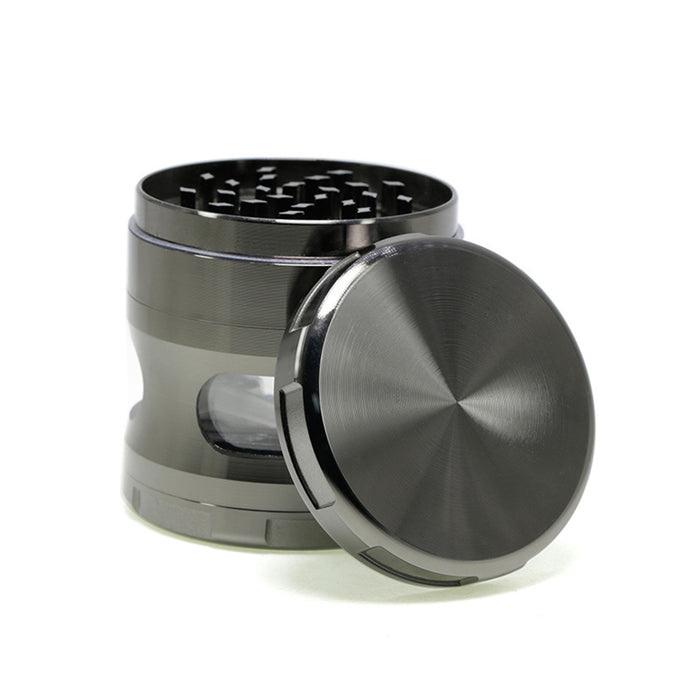 63MM Four-Layer Zinc Alloy Chamfered With Drawer Style Smoke Grinder-Gun Black