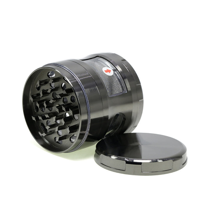 63MM Four-Layer Zinc Alloy Chamfered With Drawer Style Smoke Grinder-Gun Black