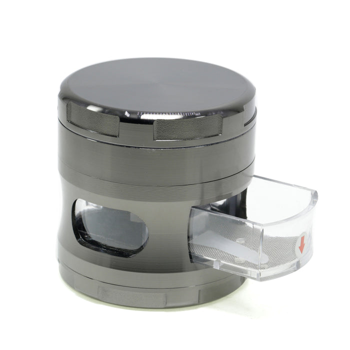 63MM Four-Layer Zinc Alloy Chamfered With Drawer Style Smoke Grinder-Gun Black