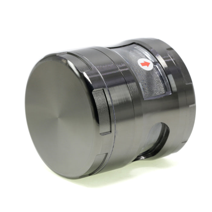 63MM Four-Layer Zinc Alloy Chamfered With Drawer Style Smoke Grinder-Gun Black