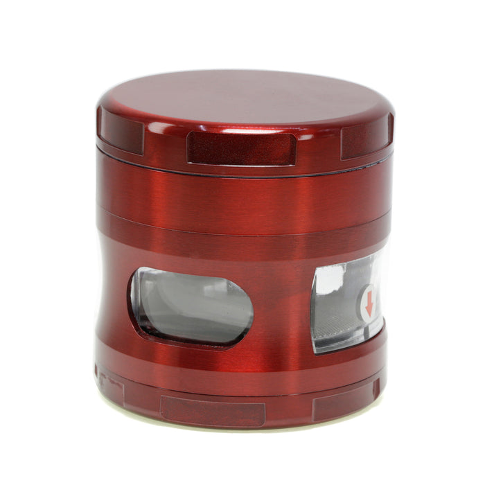 63MM Four-Layer Zinc Alloy Chamfered With Drawer Style Smoke Grinder-Red
