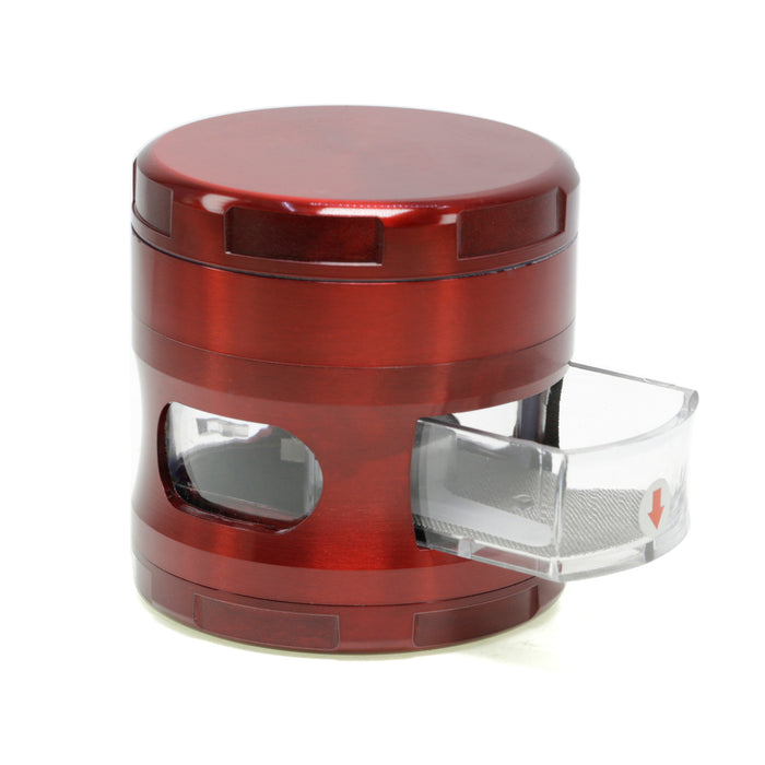 63MM Four-Layer Zinc Alloy Chamfered With Drawer Style Smoke Grinder-Red