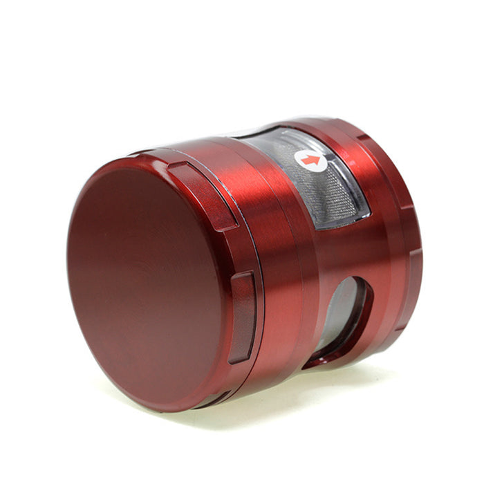 63MM Four-Layer Zinc Alloy Chamfered With Drawer Style Smoke Grinder-Red