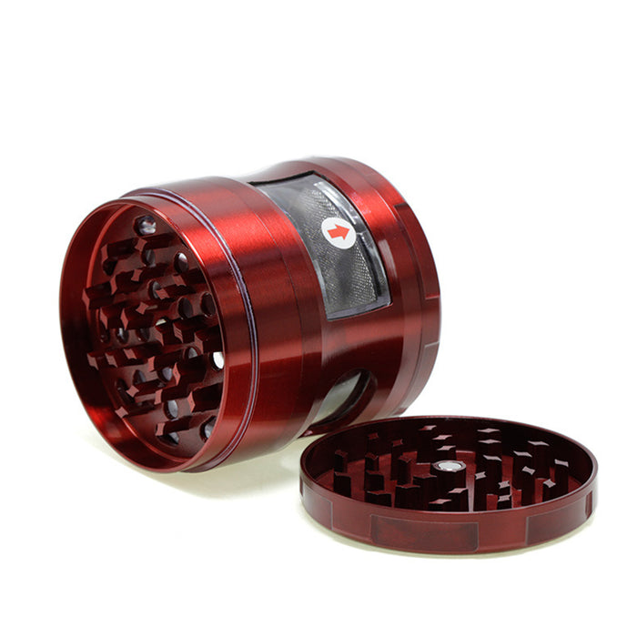 63MM Four-Layer Zinc Alloy Chamfered With Drawer Style Smoke Grinder-Red