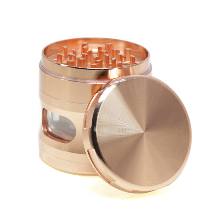 63MM Four-Layer Zinc Alloy Chamfered With Drawer Style Smoke Grinder-Rose Gold