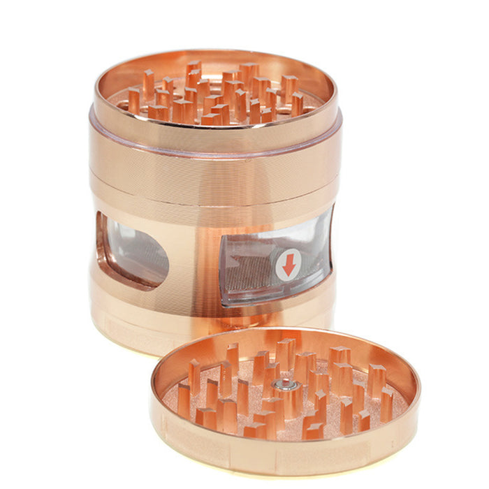 63MM Four-Layer Zinc Alloy Chamfered With Drawer Style Smoke Grinder-Rose Gold