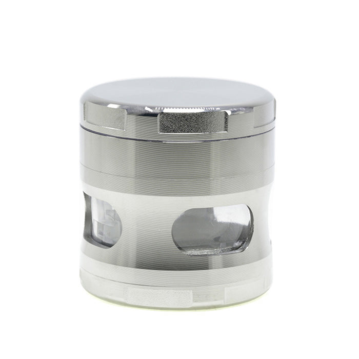 63MM Four-Layer Zinc Alloy Chamfered With Drawer Style Smoke Grinder-Silver