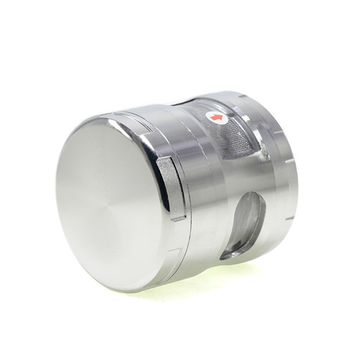 63MM Four-Layer Zinc Alloy Chamfered With Drawer Style Smoke Grinder-Silver