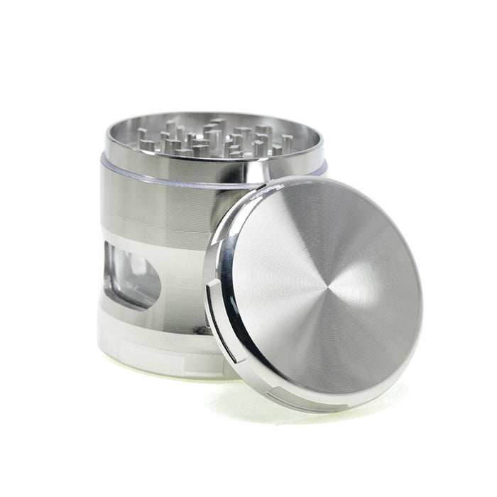 63MM Four-Layer Zinc Alloy Chamfered With Drawer Style Smoke Grinder-Silver