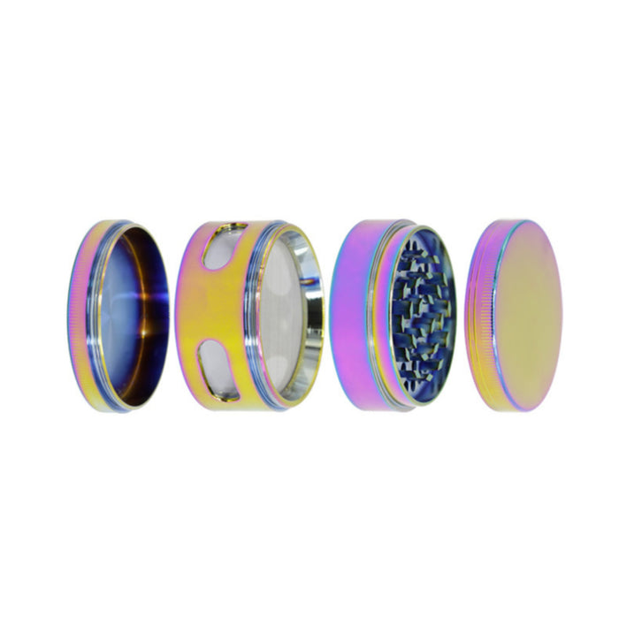 63MM 4 Piece Zinc Alloy Bright Transparent Window Ice Blue Herb Grinder