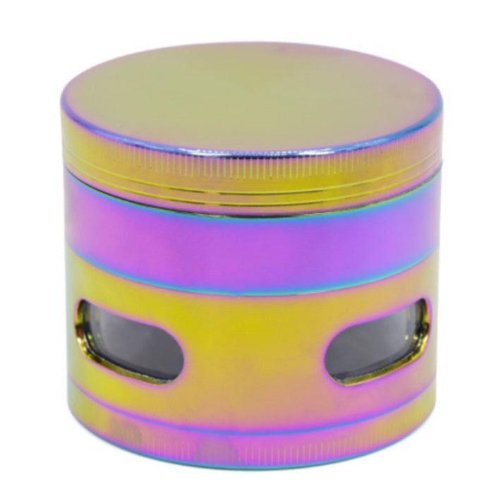 63MM 4 Piece Zinc Alloy Bright Transparent Window Ice Blue Herb Grinder