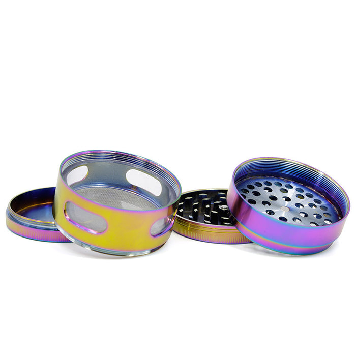 63MM 4 Piece Zinc Alloy Bright Transparent Window Ice Blue Herb Grinder