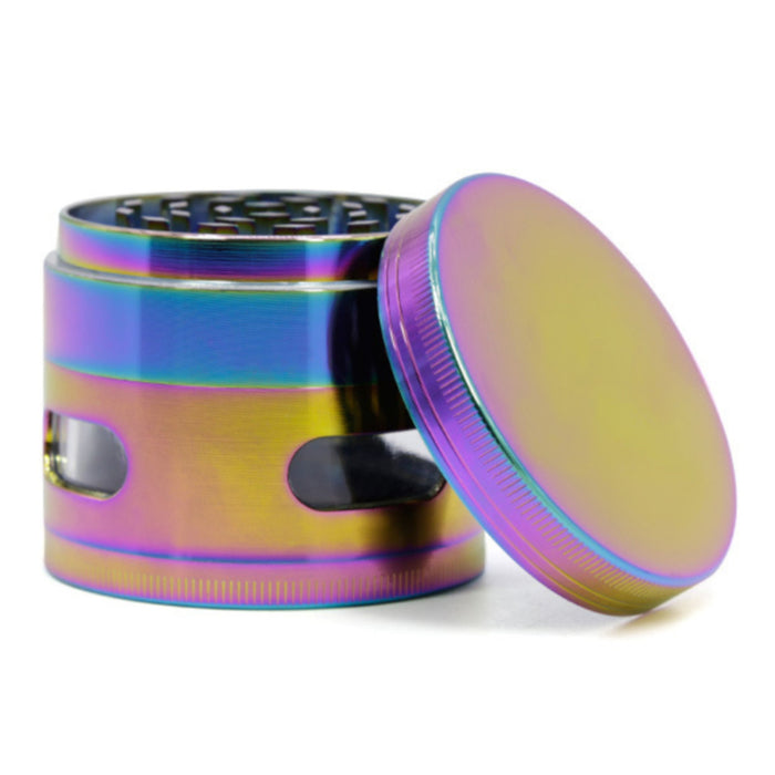 63MM 4 Piece Zinc Alloy Bright Transparent Window Ice Blue Herb Grinder