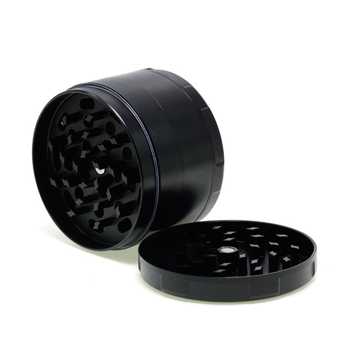 63MM Four-Layer Zinc Alloy Flat Chamfer Smoke Grinder-Black