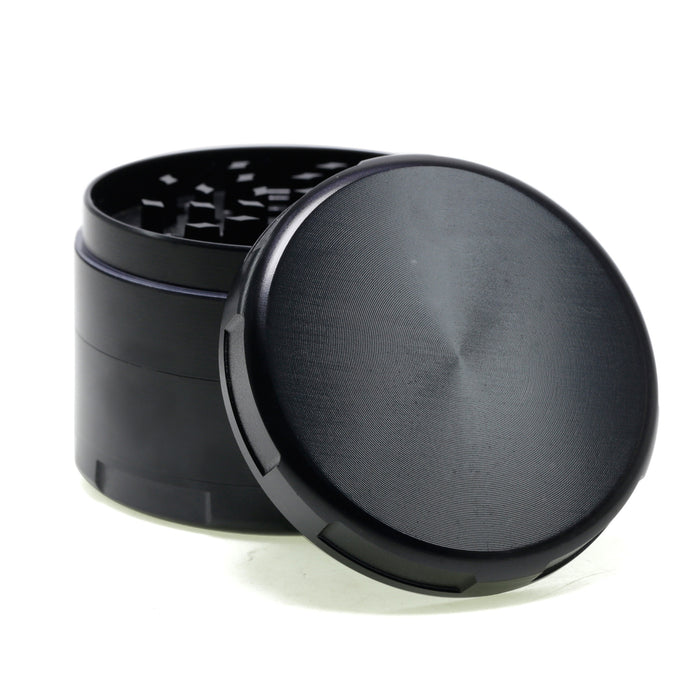 63MM Four-Layer Zinc Alloy Flat Chamfer Smoke Grinder-Black
